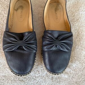 Talbots Black Leather Loafers with Bow